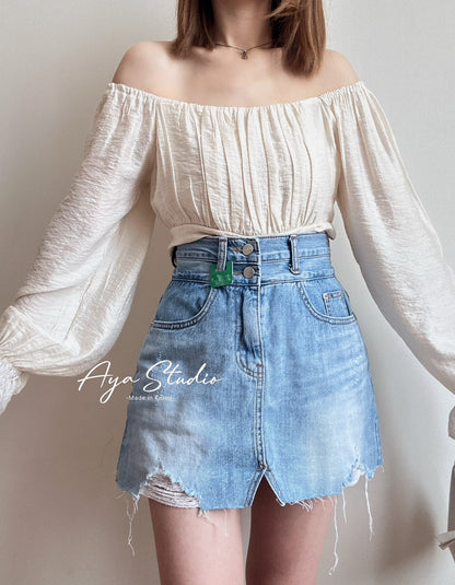 Double Button Denim Skort